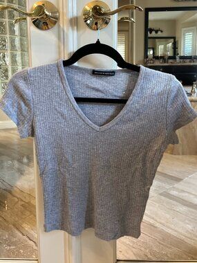 Brandy Melville Grey V-Neck Tee